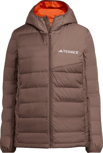 AdidasWomen's Multi Light Down Hooded Jacket Earstr/trabrn S