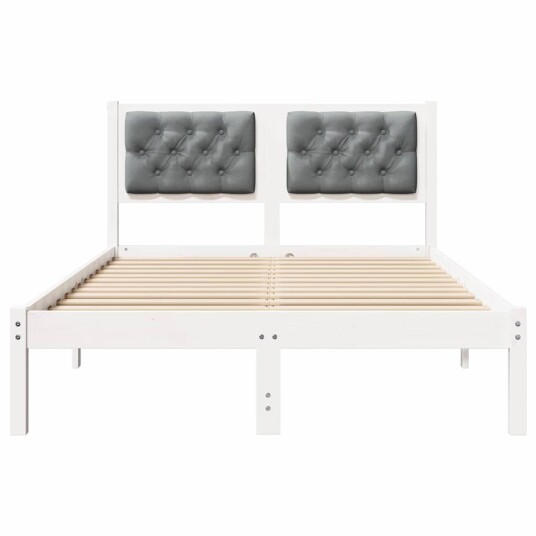 Sengestamme med hodegjerde Lysegrå 120 x 190 cm Massiv furu Sengestamme med hodegjerde Lysegrå 120 x 190 cm Massiv furu