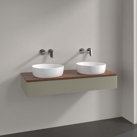 Villeroy & Boch Antao Servantskap med 1 skuff 120x50x19 cm m/lys Steingrå/Valnøtt Villeroy & Boch Antao Servantskap med 1 skuff 120x50x19 cm m/lys Steingrå/Valnøtt