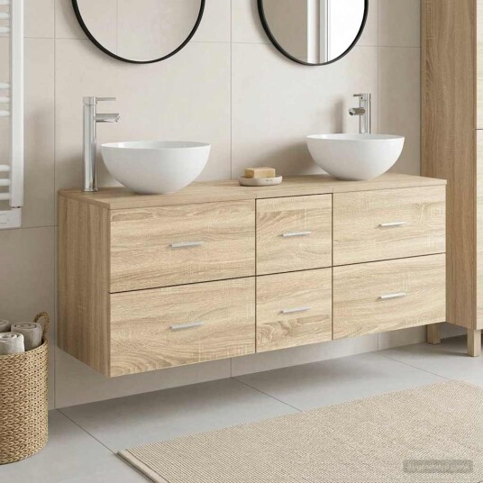 vidaXL Baderomsskapsett 3 stk. Sonoma eik 49,5 x 41 x 64,5 cm vidaXL Baderomsskapsett 3 stk. Sonoma eik 49,5 x 41 x 64,5 cm