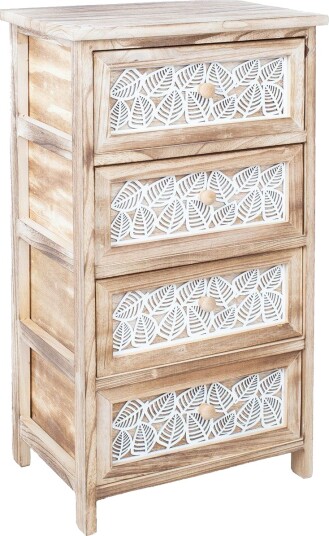 Kommode HOME4YOU Kaseke med 4 oppbevaringsenheter 40x29x73 cm Natur naturlig
