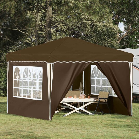 vidaXL Pop up Festtelt 288 x 288 x 245 cm Gråbrun Oxford Stoff