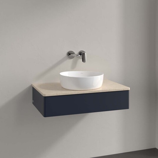 Villeroy & Boch Antao Servantskap med 1 skuff 80x50x19 cm u/lys Blå Matt/Crème Villeroy & Boch Antao Servantskap med 1 skuff 80x50x19 cm u/lys Blå Matt/Crème