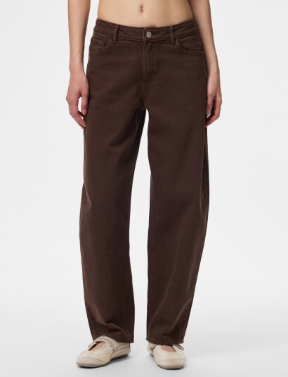 Pieces Pcgrace Mw Barrel Ank Jeans Noos Bc Brown 27 x 30