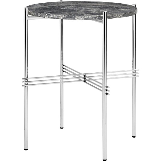 Gubi TS Sidebord 40 cm Polert Stål / Grå Emperadormarmor