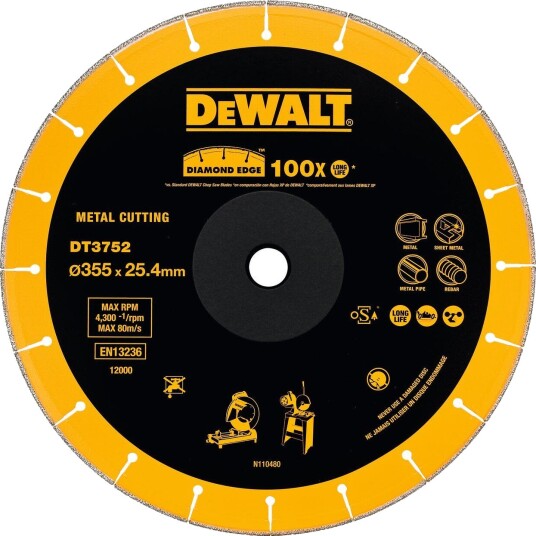 Dewalt Diamantkappeskive 355mm DT3752-QZ for Metall - Elektroverktøy Tilbehør