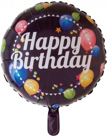 Happy Birthday Rund Folieballong med Ballongmotiv 46 cm