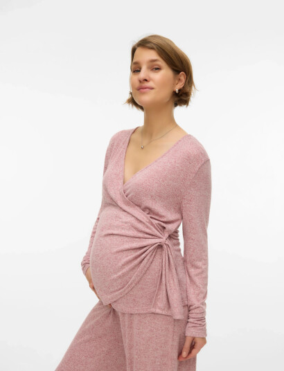 Mamalicious Mlkira Tess Ls Jrs Top 2F   Pink   XXL