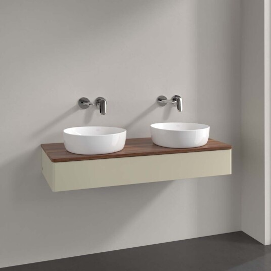 Villeroy & Boch Antao Servantskap med 1 skuff 120x50x19 cm u/lys Grå Matt/Valnøtt Villeroy & Boch Antao Servantskap med 1 skuff 120x50x19 cm u/lys Grå Matt/Valnøtt