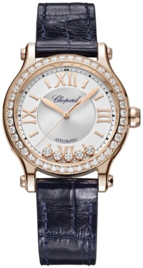Chopard Dameklokke 275378 5003 Happy Sport Sølvfarget/Lær Ø33 mm