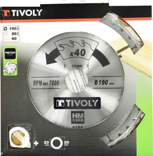 Tivoli Sirkelsag For Tre 190X30x2,8/1,7 Mm, Z40, 15°, (20 Mm Adapter)