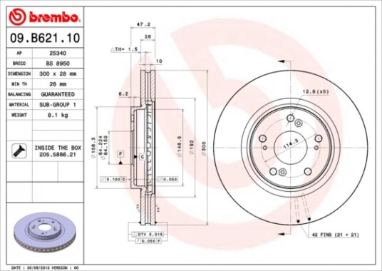 Bremseskive BREMBO 09.B621.10