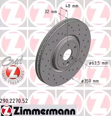 Bremseskive ZIMMERMANN 290.2270.52
