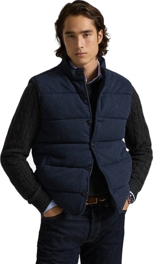 Polo Ralph Lauren Houndstooth Print Estate Rib Vest Navy XL