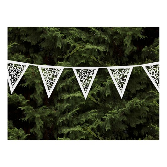 PartyDeco Vimpelgirlander i Papir Perlehvit