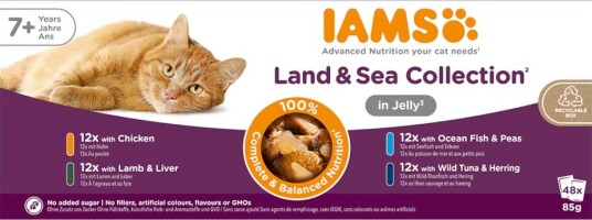 Iams Advanced Nutrition Senior 7+ Land & Sea Collection Våtfôr i Gelé 96x85g