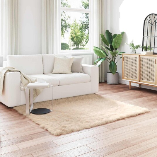  Faux Skinnmatte Tafalla Beige 120 x 120 cm Polyester
