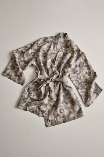 Jotex Kort Kimono i Lin Grå CARA 166076901SM