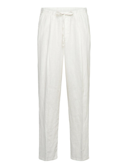 Weekday Loose Fit Straight Leg Linen Trousers - White - XS