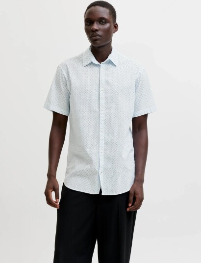 Jack & Jones Jprblasummer Linen Bl. Print Ss Shirt Ln White M