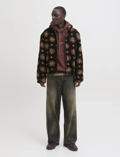 Jack & Jones Jornorrebro Teddy Aop Jacket - Black - L