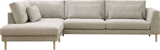 Florenz 4 seters Venstrevendt L formet Sjeselongsofa i Stoff   Grå / Beige
