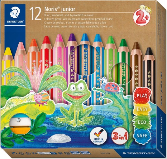 Staedtler Noris Junior 12 stk. fargeblyanter i voks m/ blyantspisser
