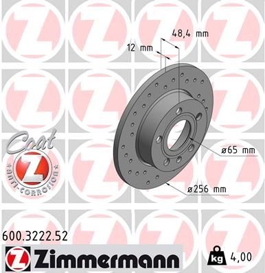 Bremseskive ZIMMERMANN 600.3222.52
