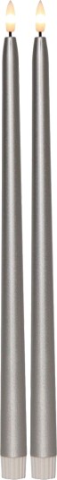 Star Trading LED Taperlys Flamme Metal 2 p 39cm Sølv