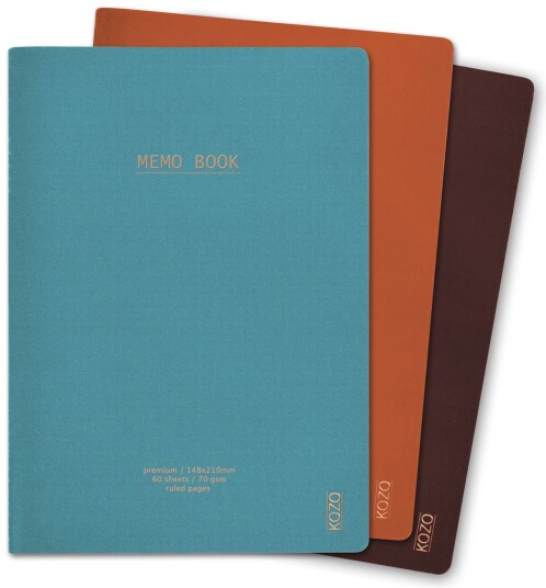 Notatbok Kozo Coffee A5 Bric Steel Blue  3Pk 