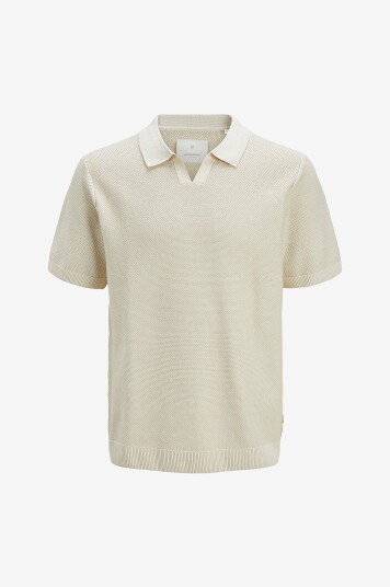 Jack & Jones Junior T skjorte jprcCeaston Knit Split Neck SS Jnr Hvit
