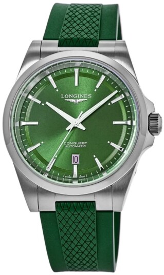 Longines Herreklokke L3.720.4.02.9 Conquest Grønn/Gummi Ø38 mm Longines Herreklokke L3.720.4.02.9 Conquest Grønn/Gummi Ø38 mm