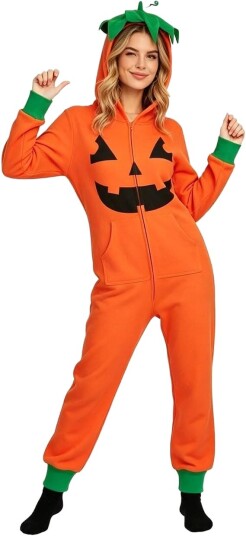 Halloween Gresskar Onesie Kostyme til Dame med Hette L
