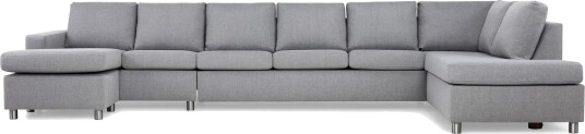 Crazy 6 seters Høyrevendt U formet XX Large Sofa med Divan og Sjeselong i Stoff Grå