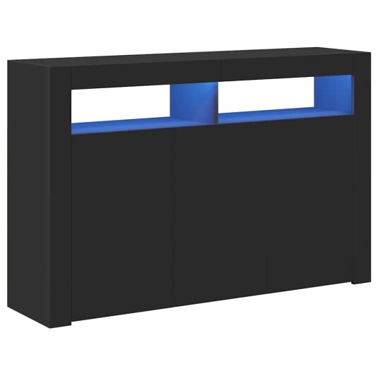 vidaXL Skjenk med LED-lys svart 115,5x30x75 cm