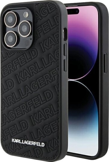 Karl Lagerfeld Quiltet K-mønster Mobildeksel til iPhone 15 Pro Svart