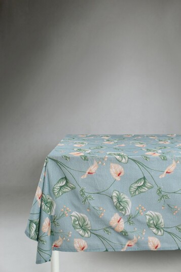Dukar   Bomullsduk Adella turkis Størrelse: 140 x 250 cm