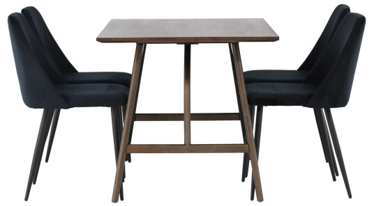 Venture Design Kaseindon & Night spisegruppe Svart/mørkebrun 4 stoler & bord 120 x 80 cm