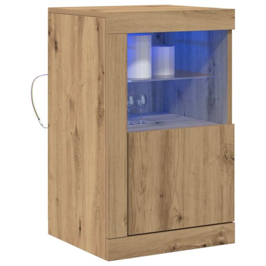  Sidekabinetter med LED lamper 2 stk Artisan Eik 41x37x67 cm