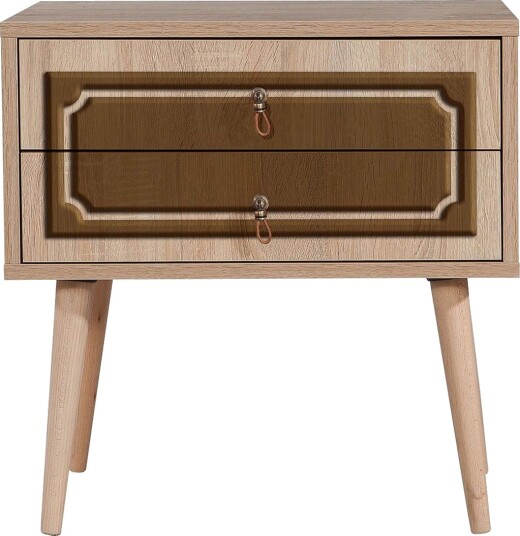 Brokind Nattbord 60 cm med Oppbevaring 2 Skuffer DEikor - Natur/Brun
