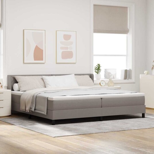  Box Spring Seng med Madrass Taupe 200x200 cm Stoff