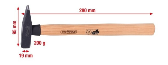 Ks Tools 142.1320, Riveting Hammer, Stål, Tre, 28 Cm, 283 G, 200 G