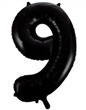 Tallet 9 Svart JUMBO Folieballong 86 cm