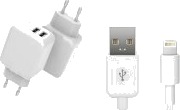 CoreParts - Strømadapter - 12 watt - 2.4 A - 2 utgangskontakter (USB) - på kabel: Lightning - hvit - med Lightning to USB cable (2m) CoreParts - Strømadapter - 12 watt - 2.4 A - 2 utgangskontakter (USB) - på kabel: Lightning - hvit - med Lightning to USB cable (2m)
