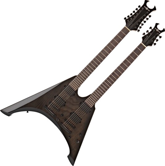 Gear4Music Harlem V Dobbelhals Gitar Svart