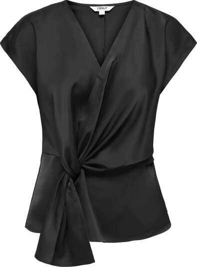 ONLY Onldune S/L Wrap Knot Top Wvn BLACK XS