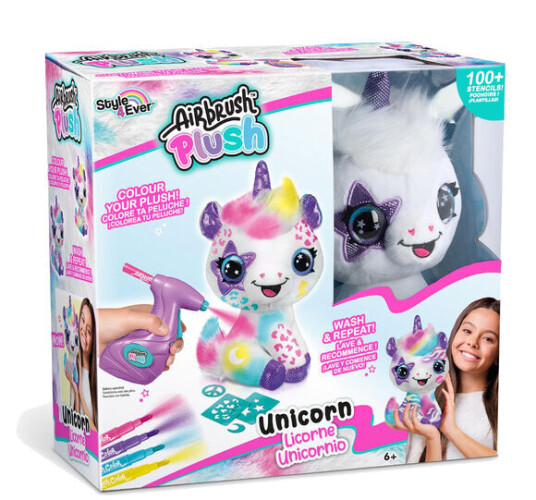 Airbrush Plush Enhjørning Bamse med Sprayfarger for Barn 6+