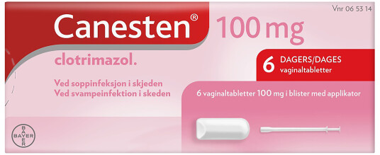 Canesten Vagitorier 100mg med applikator, 6 stk. Canesten Vagitorier 100mg med applikator, 6 stk.