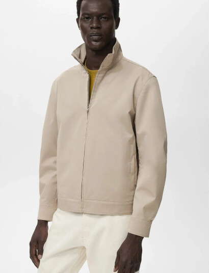 Mango Zipper Cotton Jacket - Cream - XXL Mango Zipper Cotton Jacket - Cream - XXL