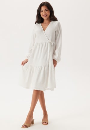 Happy Holly Jersey Structure Wrap Dress White 36/38